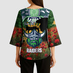 Personalised Raiders Rugby ANZAC Day Kimono Sleeve Blouse Last Post Poppy We Will Remember Them