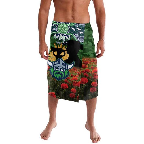 Personalised Raiders Rugby ANZAC Day Lavalava Last Post Poppy We Will Remember Them