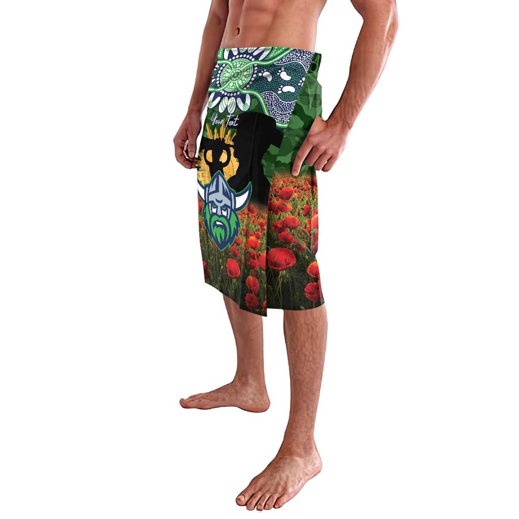 Personalised Raiders Rugby ANZAC Day Lavalava Last Post Poppy We Will Remember Them