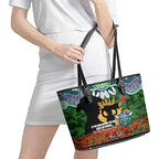 Personalised Raiders Rugby ANZAC Day Leather Tote Bag Last Post Poppy We Will Remember Them