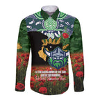 Personalised Raiders Rugby ANZAC Day Long Sleeve Button Shirt Last Post Poppy We Will Remember Them