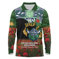 Personalised Raiders Rugby ANZAC Day Long Sleeve Polo Shirt Last Post Poppy We Will Remember Them