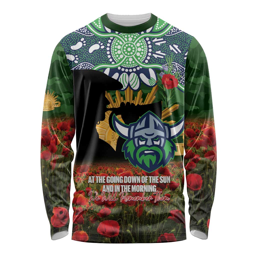 Personalised Raiders Rugby ANZAC Day Long Sleeve Shirt Last Post Poppy We Will Remember Them