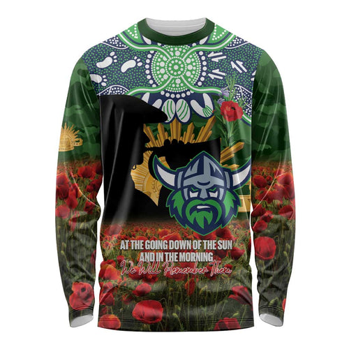 Personalised Raiders Rugby ANZAC Day Long Sleeve Shirt Last Post Poppy We Will Remember Them