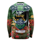 Personalised Raiders Rugby ANZAC Day Long Sleeve Shirt Last Post Poppy We Will Remember Them