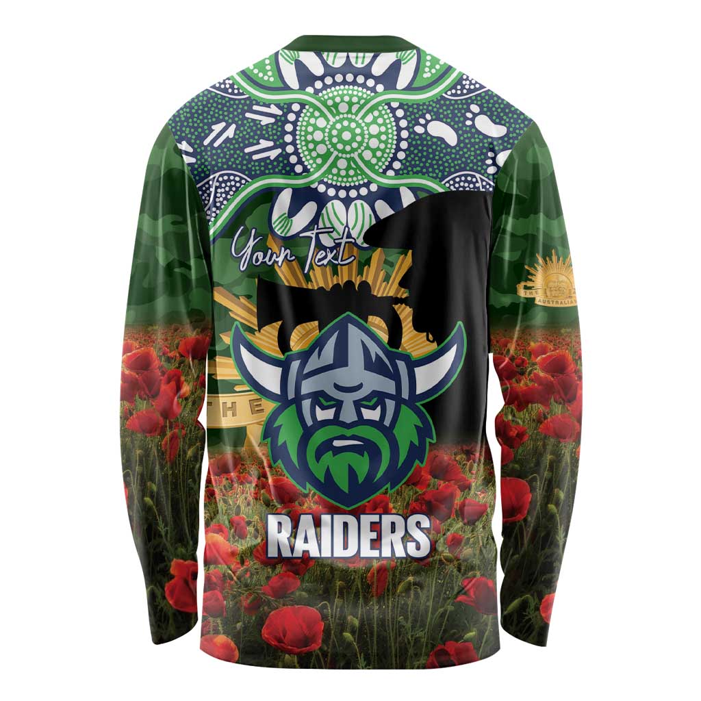 Personalised Raiders Rugby ANZAC Day Long Sleeve Shirt Last Post Poppy We Will Remember Them