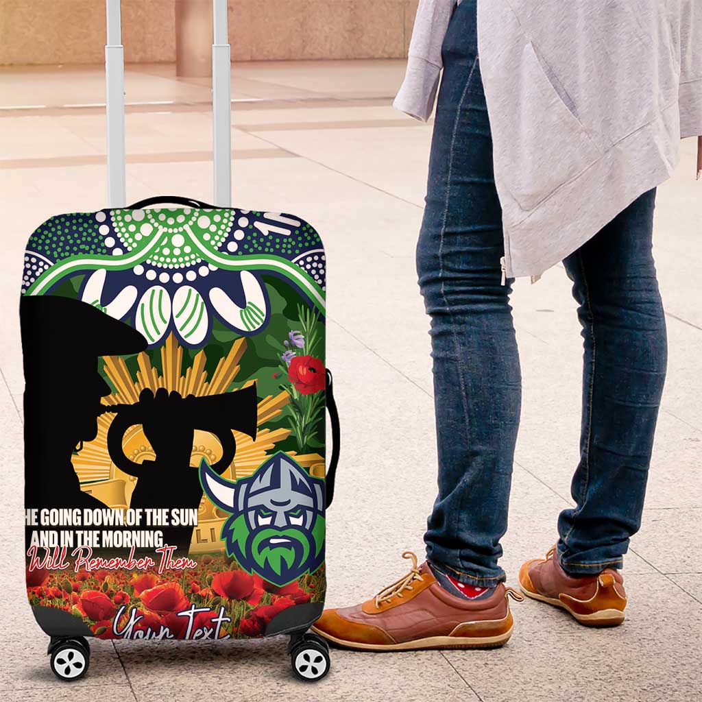 Personalised Raiders Rugby ANZAC Day Luggage Cover Last Post Poppy We Will Remember Them