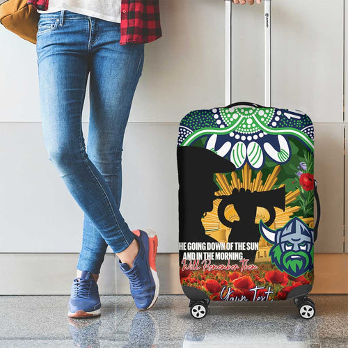 Personalised Raiders Rugby ANZAC Day Luggage Cover Last Post Poppy We Will Remember Them
