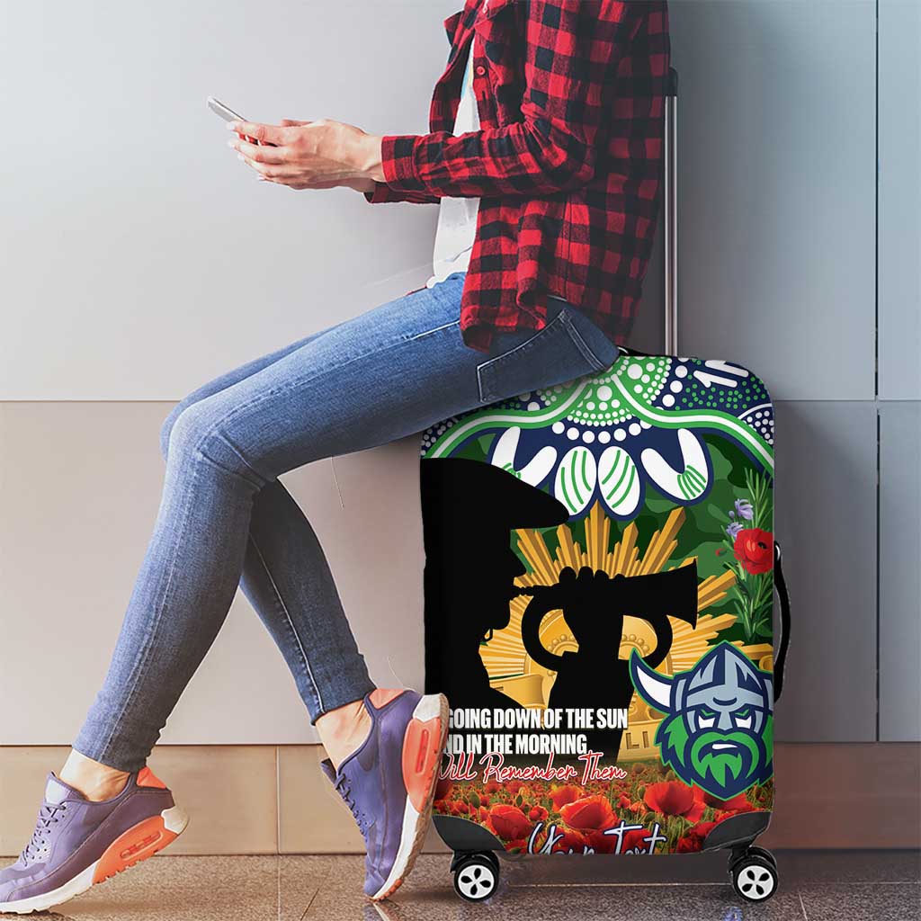 Personalised Raiders Rugby ANZAC Day Luggage Cover Last Post Poppy We Will Remember Them
