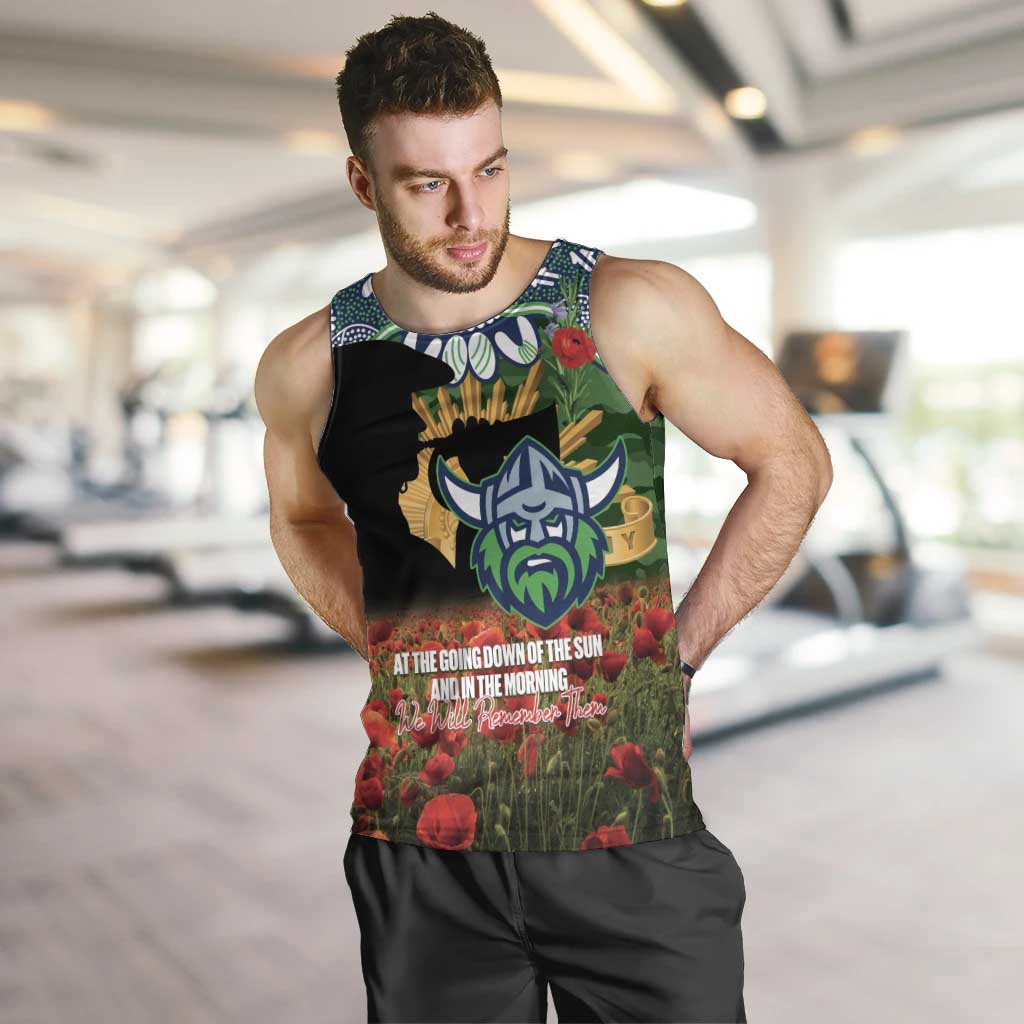 Personalised Raiders Rugby ANZAC Day Men Tank Top Last Post Poppy We Will Remember Them