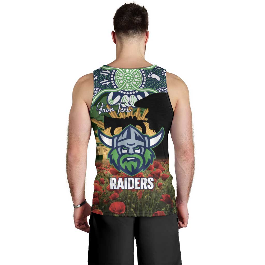 Personalised Raiders Rugby ANZAC Day Men Tank Top Last Post Poppy We Will Remember Them