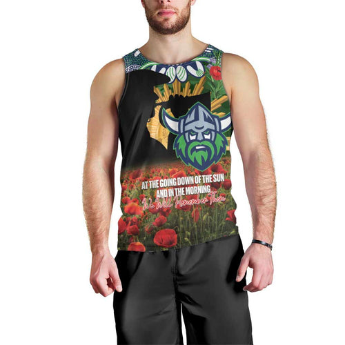 Personalised Raiders Rugby ANZAC Day Men Tank Top Last Post Poppy We Will Remember Them