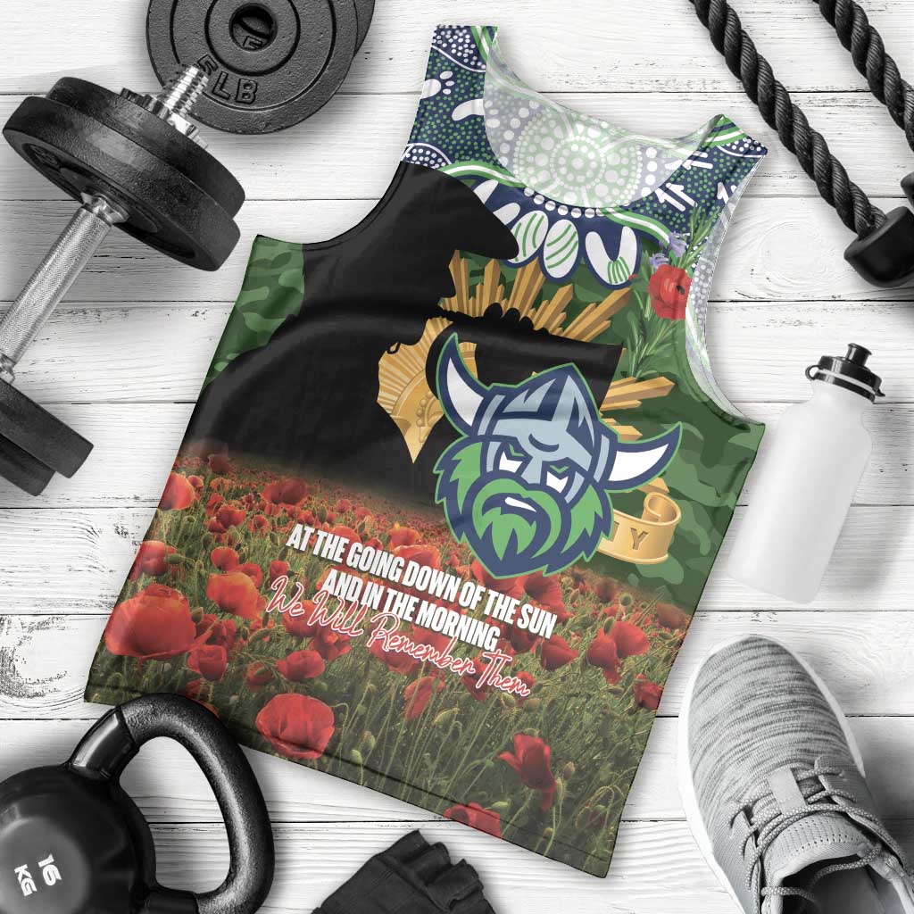 Personalised Raiders Rugby ANZAC Day Men Tank Top Last Post Poppy We Will Remember Them