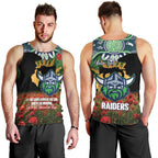 Personalised Raiders Rugby ANZAC Day Men Tank Top Last Post Poppy We Will Remember Them