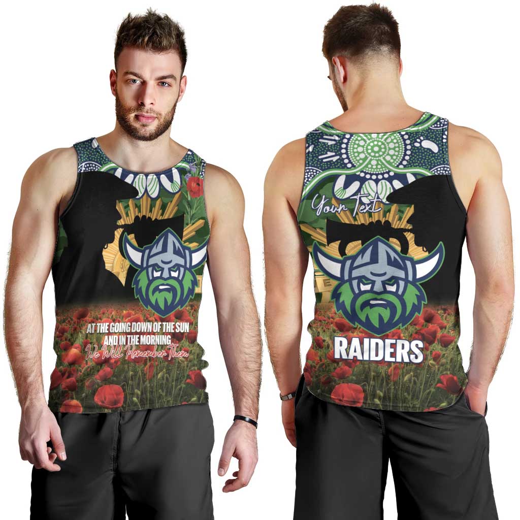 Personalised Raiders Rugby ANZAC Day Men Tank Top Last Post Poppy We Will Remember Them
