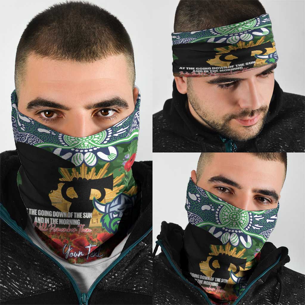 Personalised Raiders Rugby ANZAC Day Neck Gaiter Last Post Poppy We Will Remember Them