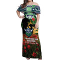 Personalised Raiders Rugby ANZAC Day Off Shoulder Maxi Dress Last Post Poppy We Will Remember Them