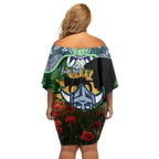 Personalised Raiders Rugby ANZAC Day Off Shoulder Short Dress Last Post Poppy We Will Remember Them
