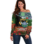 Personalised Raiders Rugby ANZAC Day Off Shoulder Sweater Last Post Poppy We Will Remember Them