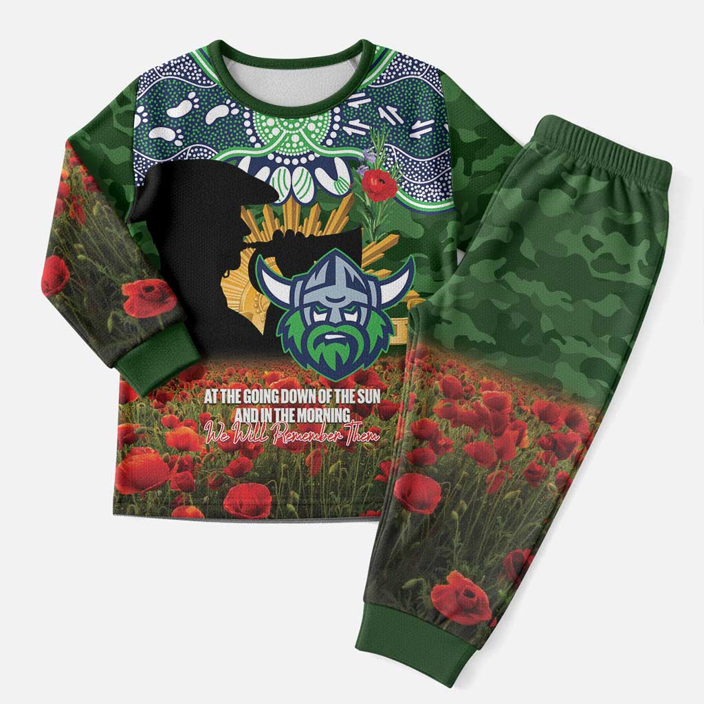 Personalised Raiders Rugby ANZAC Day Pajama Set Last Post Poppy We Will Remember Them
