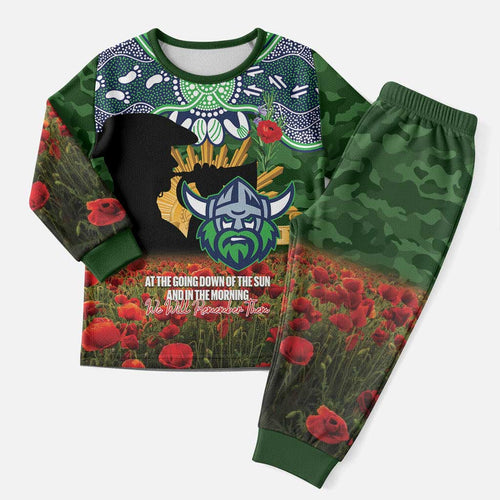 Personalised Raiders Rugby ANZAC Day Pajama Set Last Post Poppy We Will Remember Them