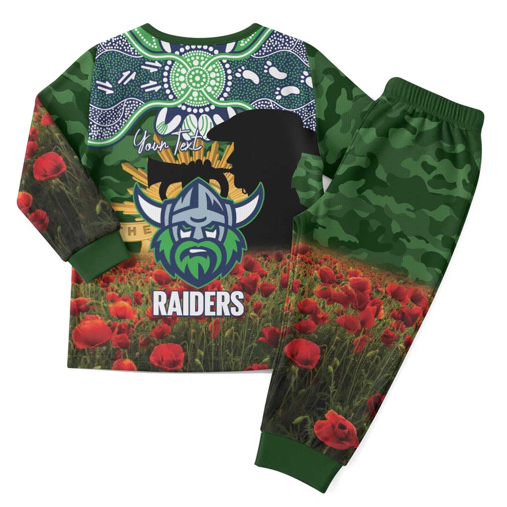 Personalised Raiders Rugby ANZAC Day Pajama Set Last Post Poppy We Will Remember Them