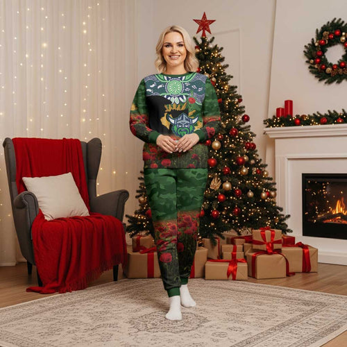 Personalised Raiders Rugby ANZAC Day Pajama Set Last Post Poppy We Will Remember Them