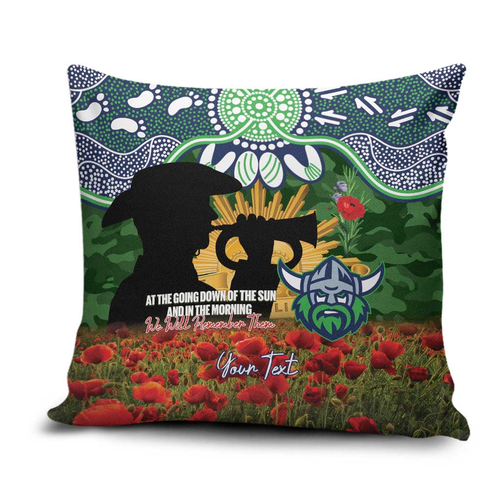 Personalised Raiders Rugby ANZAC Day Pillow Cover Last Post Poppy We Will Remember Them