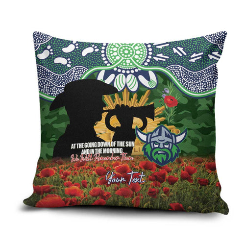 Personalised Raiders Rugby ANZAC Day Pillow Cover Last Post Poppy We Will Remember Them