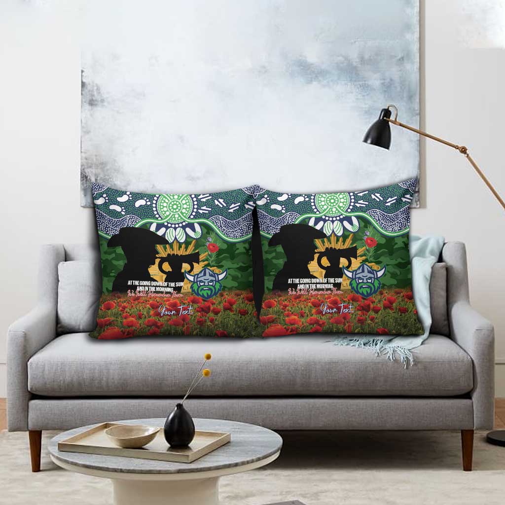 Personalised Raiders Rugby ANZAC Day Pillow Cover Last Post Poppy We Will Remember Them