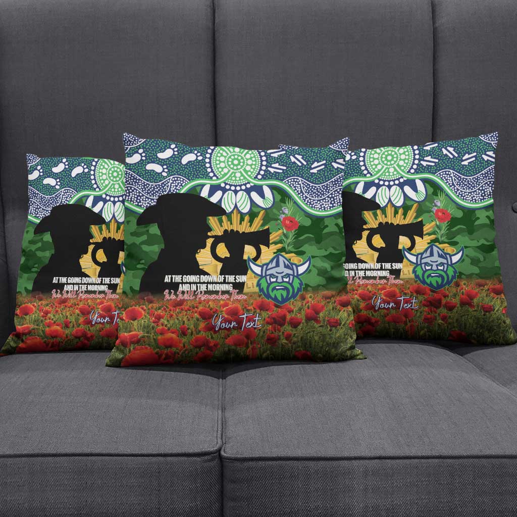 Personalised Raiders Rugby ANZAC Day Pillow Cover Last Post Poppy We Will Remember Them