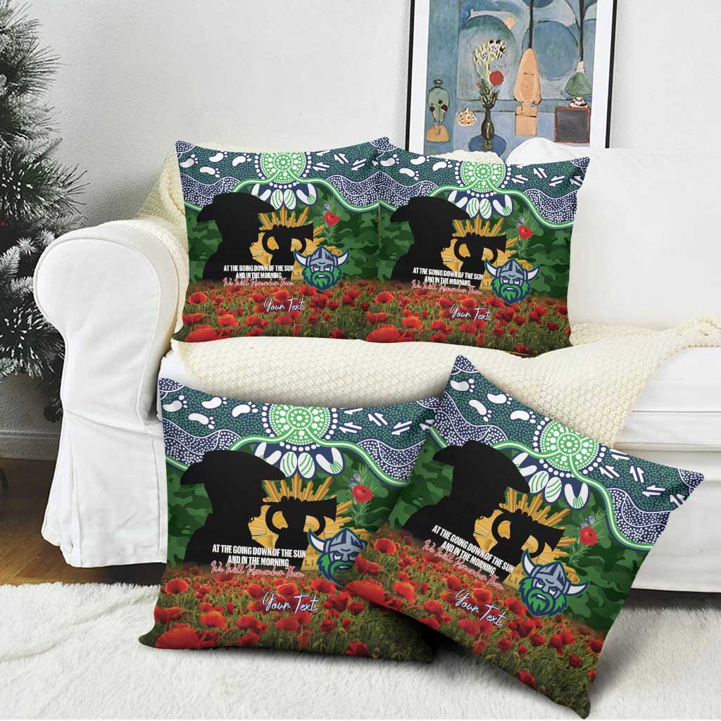 Personalised Raiders Rugby ANZAC Day Pillow Cover Last Post Poppy We Will Remember Them