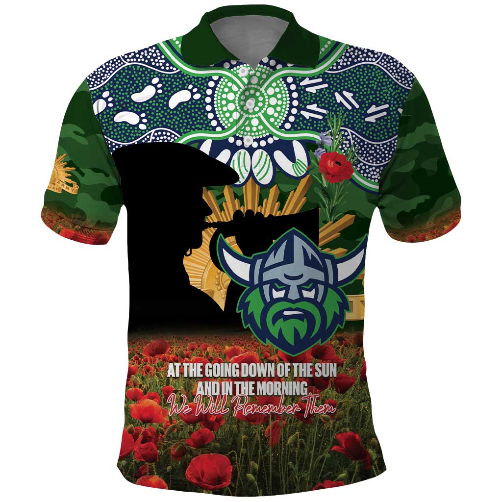 Personalised Raiders Rugby ANZAC Day Polo Shirt Last Post Poppy We Will Remember Them