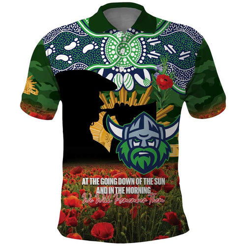 Personalised Raiders Rugby ANZAC Day Polo Shirt Last Post Poppy We Will Remember Them