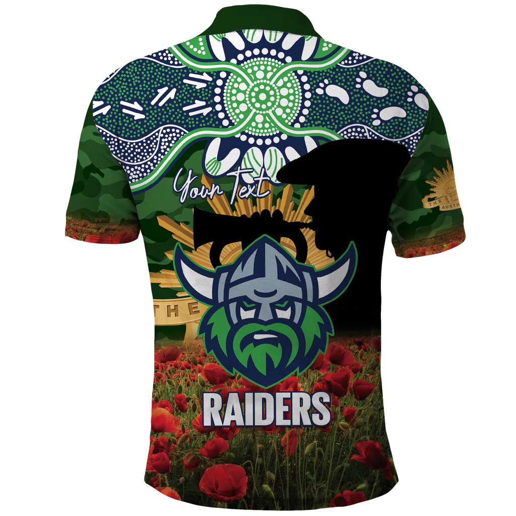 Personalised Raiders Rugby ANZAC Day Polo Shirt Last Post Poppy We Will Remember Them