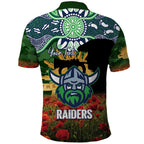 Personalised Raiders Rugby ANZAC Day Polo Shirt Last Post Poppy We Will Remember Them