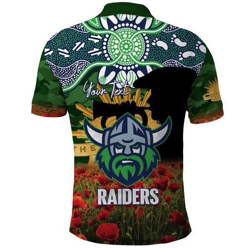 Personalised Raiders Rugby ANZAC Day Polo Shirt Last Post Poppy We Will Remember Them