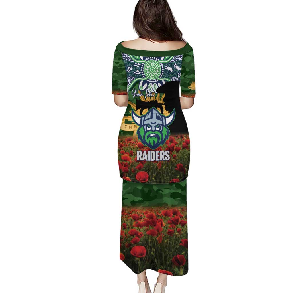 Personalised Raiders Rugby ANZAC Day Puletasi Last Post Poppy We Will Remember Them