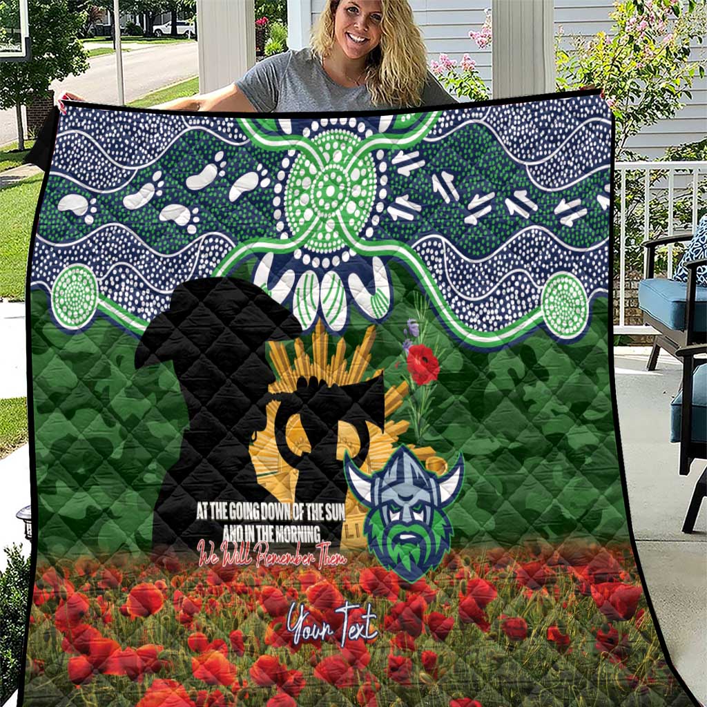 Personalised Raiders Rugby ANZAC Day Quilt Last Post Poppy We Will Remember Them