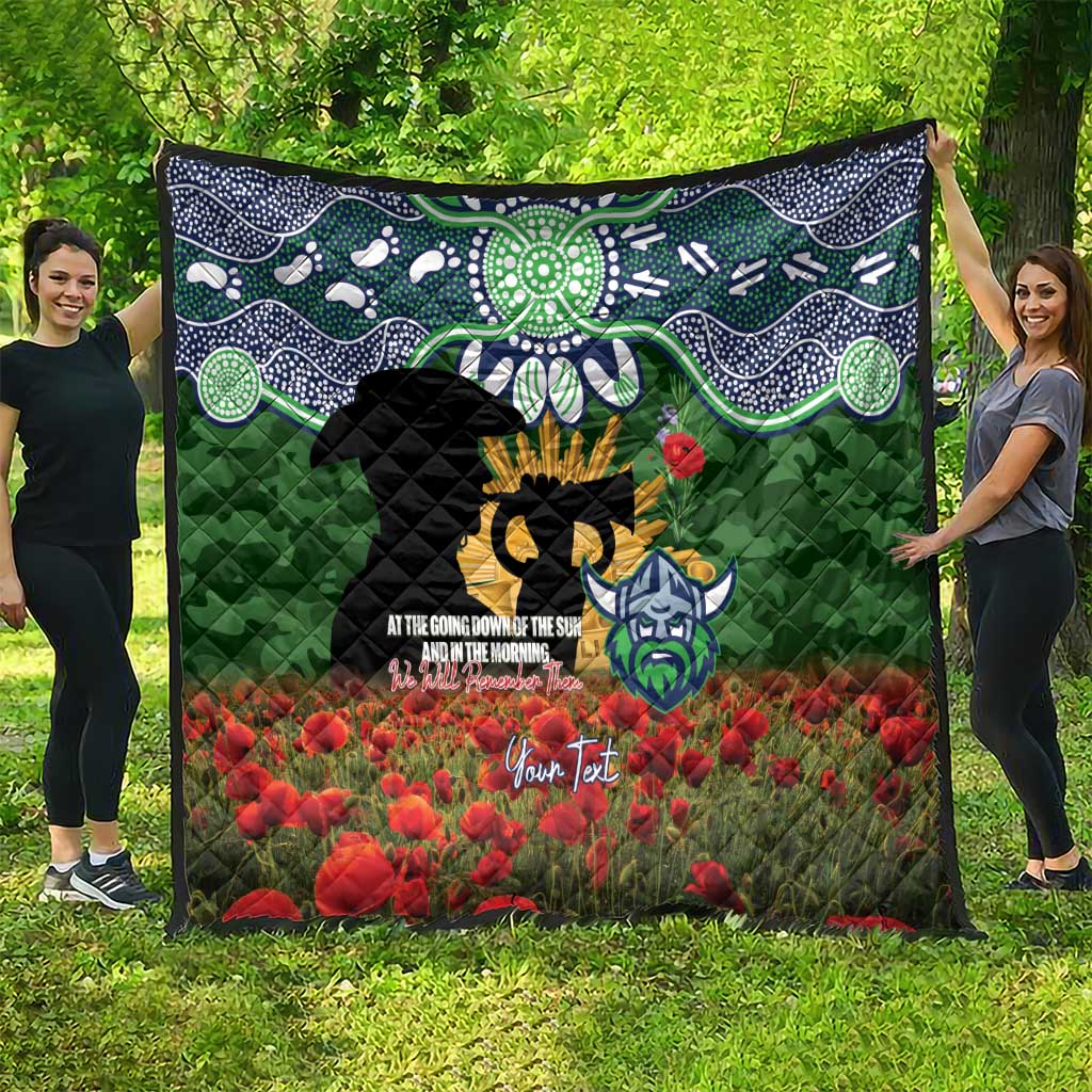 Personalised Raiders Rugby ANZAC Day Quilt Last Post Poppy We Will Remember Them