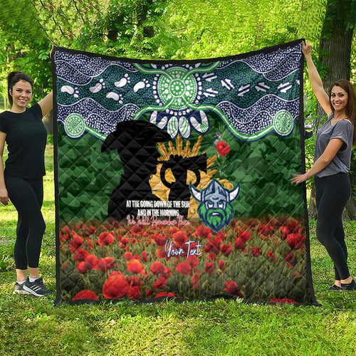 Personalised Raiders Rugby ANZAC Day Quilt Last Post Poppy We Will Remember Them