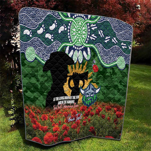 Personalised Raiders Rugby ANZAC Day Quilt Last Post Poppy We Will Remember Them
