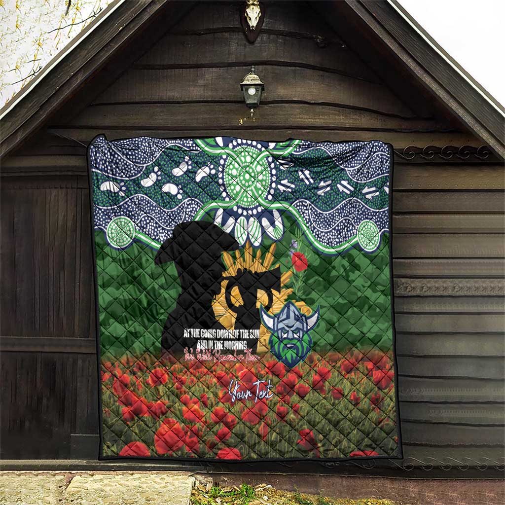Personalised Raiders Rugby ANZAC Day Quilt Last Post Poppy We Will Remember Them