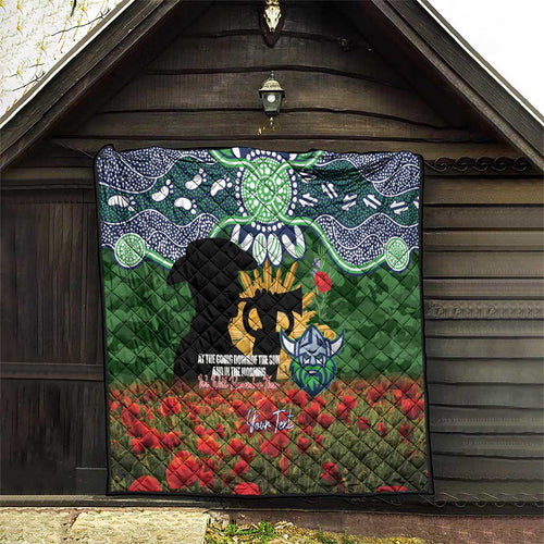 Personalised Raiders Rugby ANZAC Day Quilt Last Post Poppy We Will Remember Them