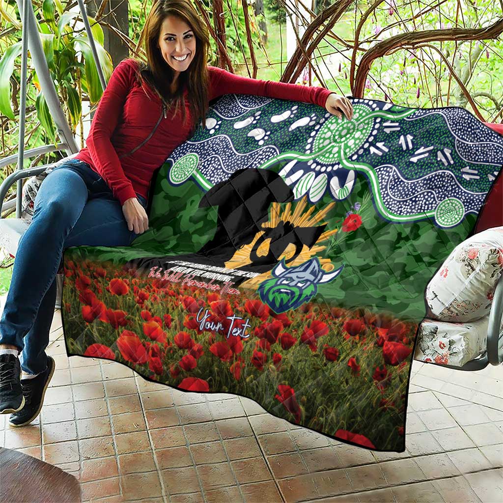 Personalised Raiders Rugby ANZAC Day Quilt Last Post Poppy We Will Remember Them
