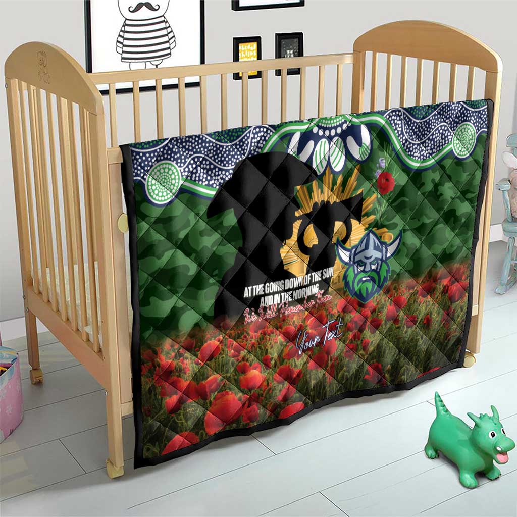 Personalised Raiders Rugby ANZAC Day Quilt Last Post Poppy We Will Remember Them