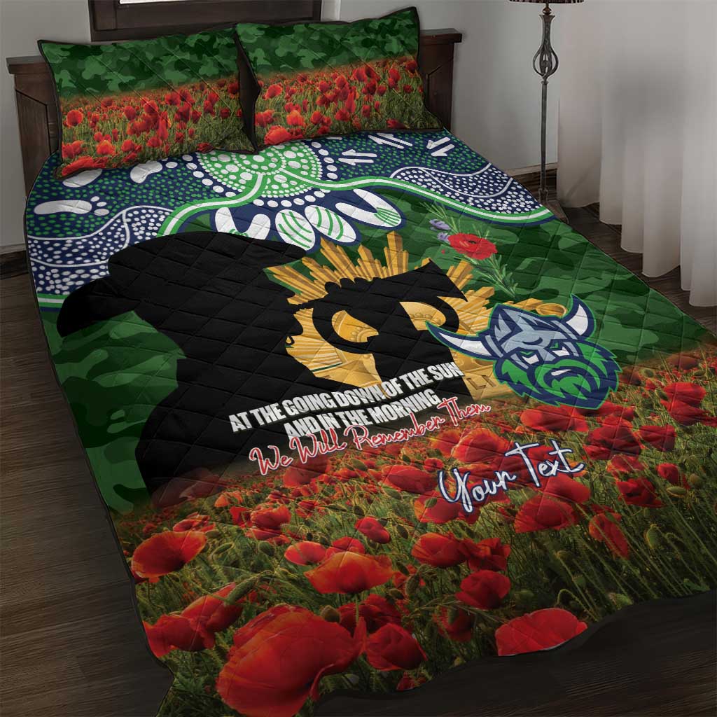 Personalised Raiders Rugby ANZAC Day Quilt Bed Set Last Post Poppy We Will Remember Them