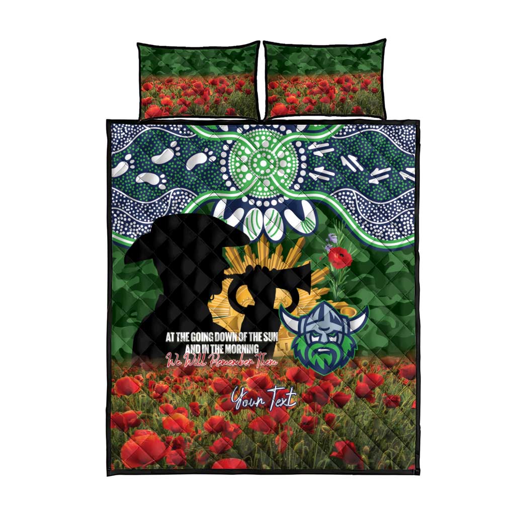 Personalised Raiders Rugby ANZAC Day Quilt Bed Set Last Post Poppy We Will Remember Them