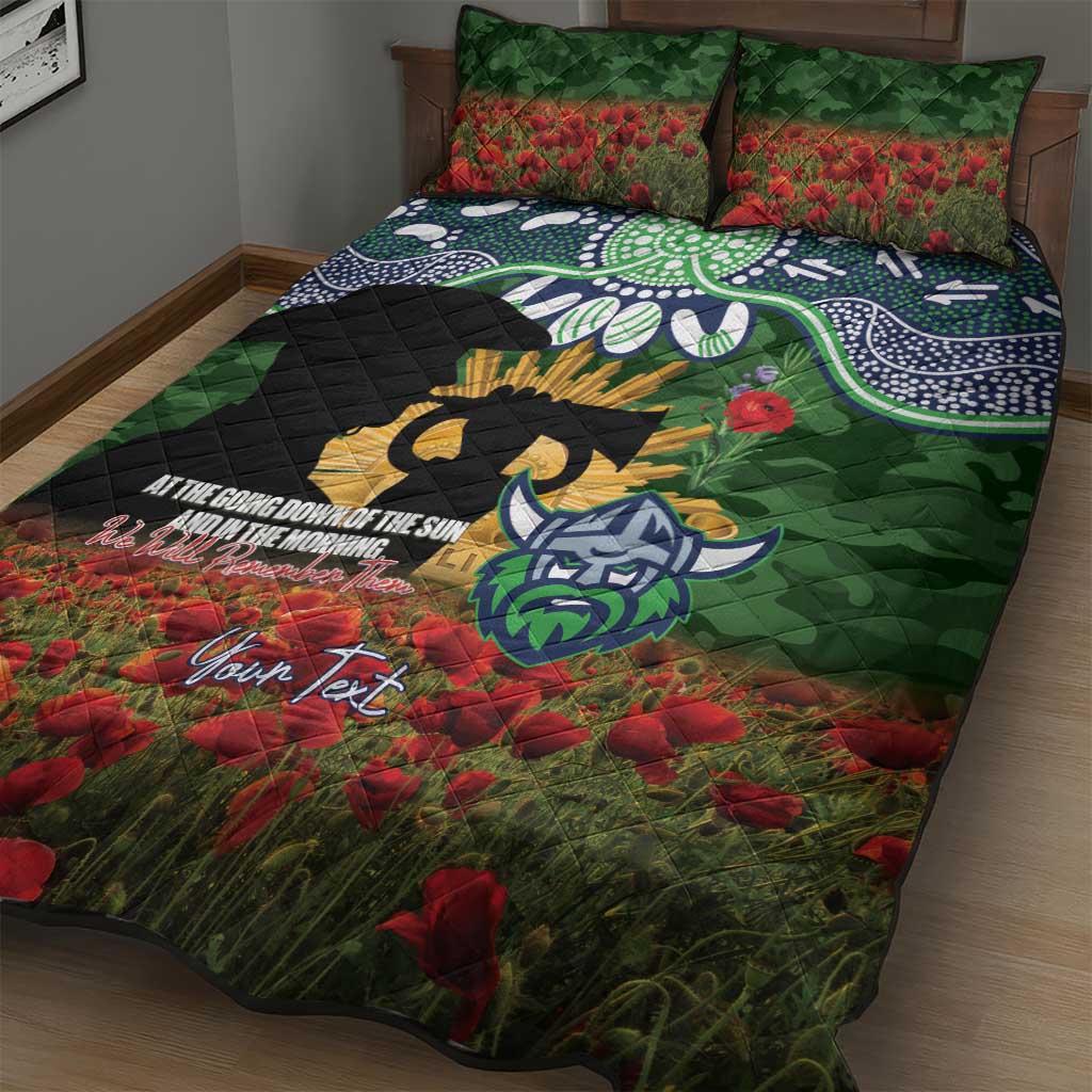 Personalised Raiders Rugby ANZAC Day Quilt Bed Set Last Post Poppy We Will Remember Them
