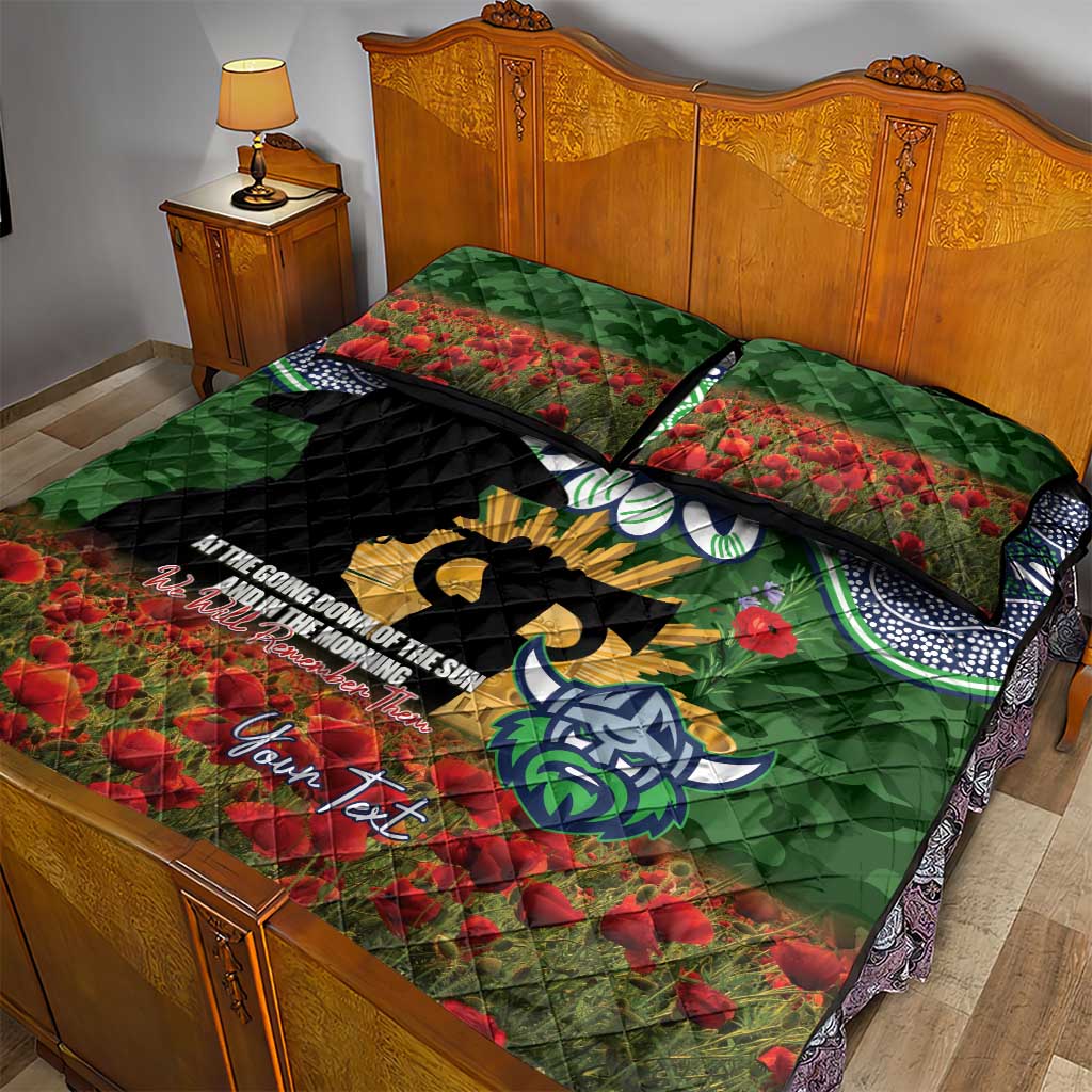 Personalised Raiders Rugby ANZAC Day Quilt Bed Set Last Post Poppy We Will Remember Them